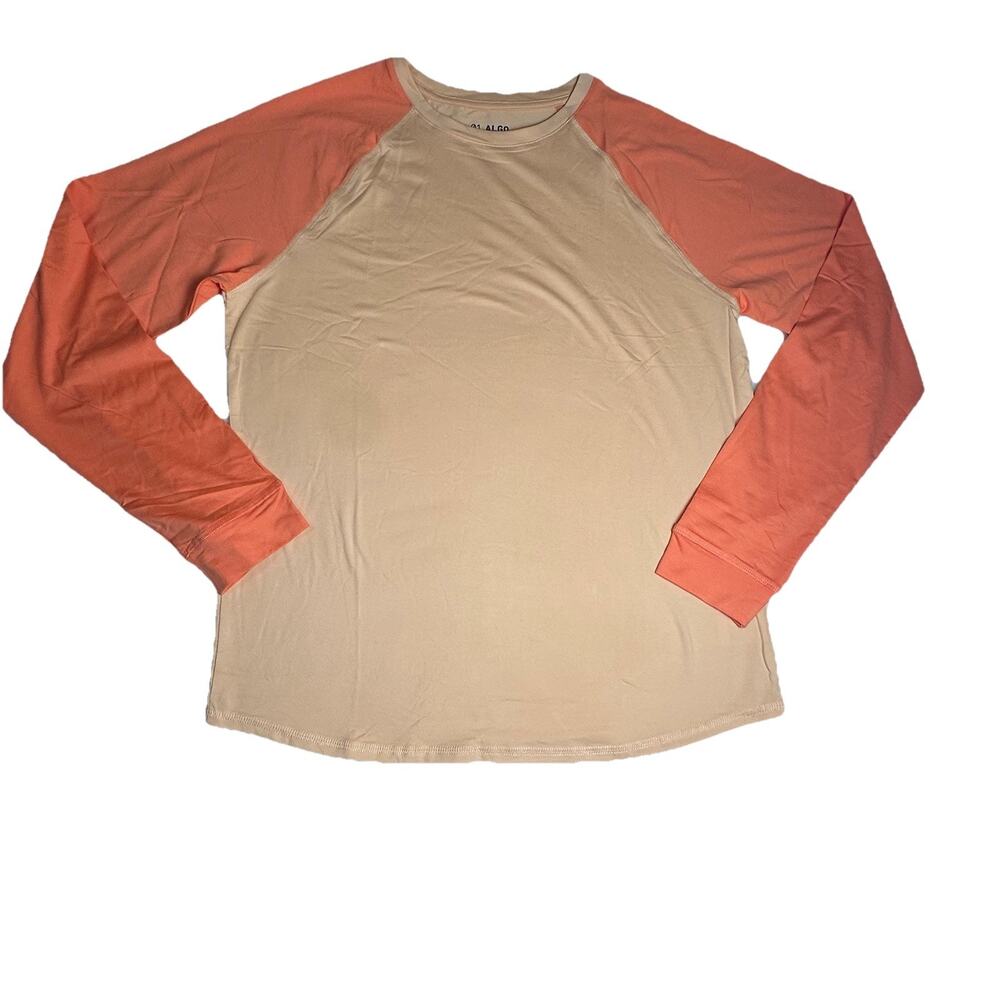 01.Algo Boys Orange Performance Long Sleeve Shirt Moisture Wicking Medium NWOT